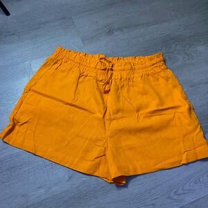 Classic Concepts Linen Blend Shorts Womens XL Yellow Elastic Waist
